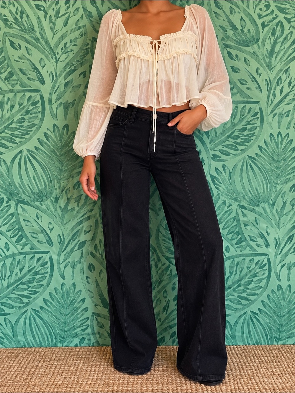 We The Free Black Wide Leg Flare Jeans